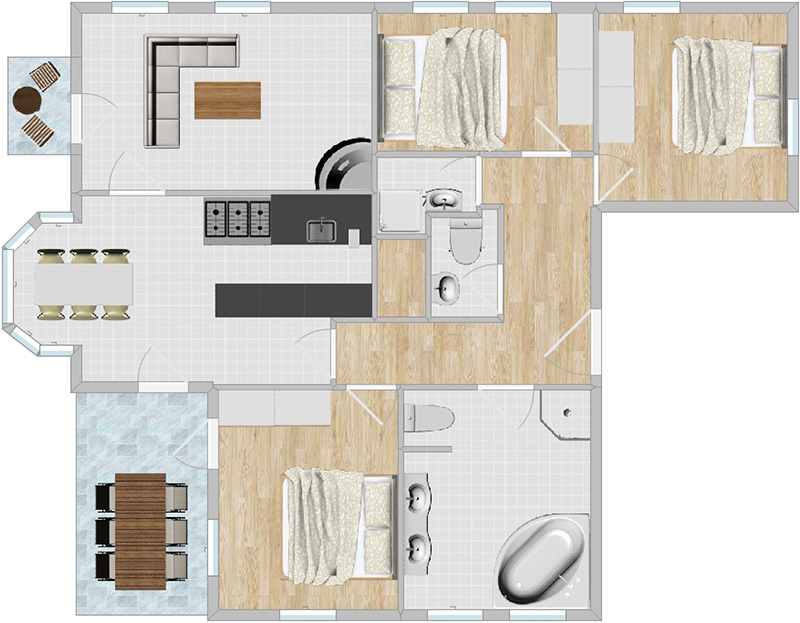 Plattegrond van de vakantiewoning "Fendels"