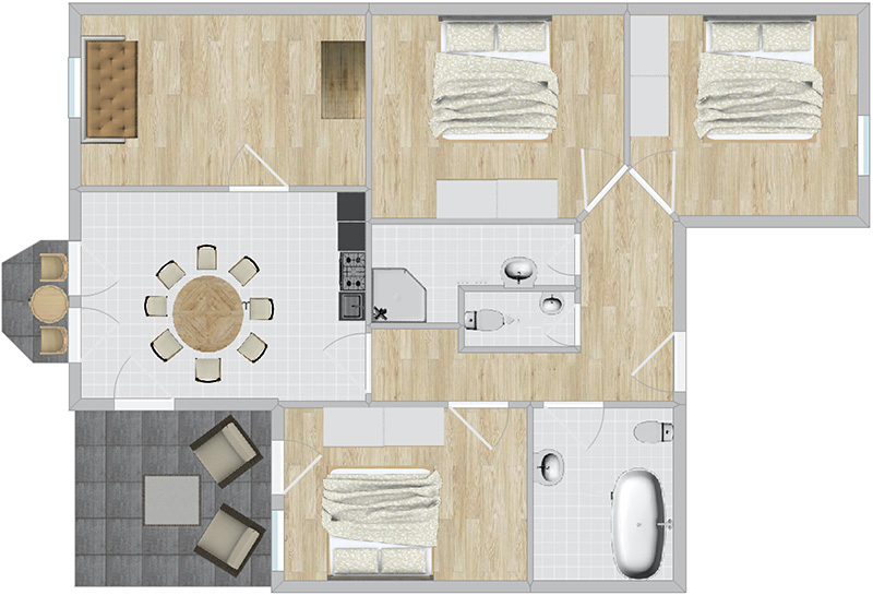 Plattegrond van de vakantiewoning "Roter Schrofen"